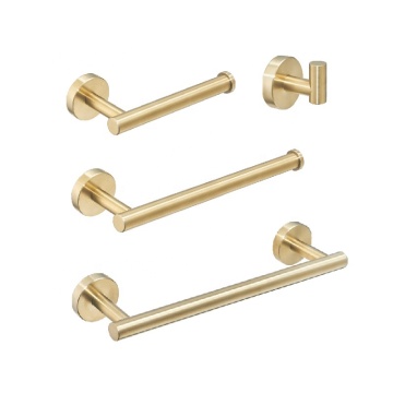 Modern Wall-Mounted Brushed Gold 304 Stainless Steel Hotel Bathroom Accessory Set