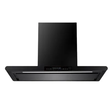 Big Suction Black Glass Kitchen Range Hood with Touch Switch