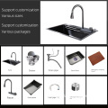 Digital Display Honeycomb Technology Farmhouse Raindance Waterfall Kitchen Sink with Cup Washer in Stainless Steel