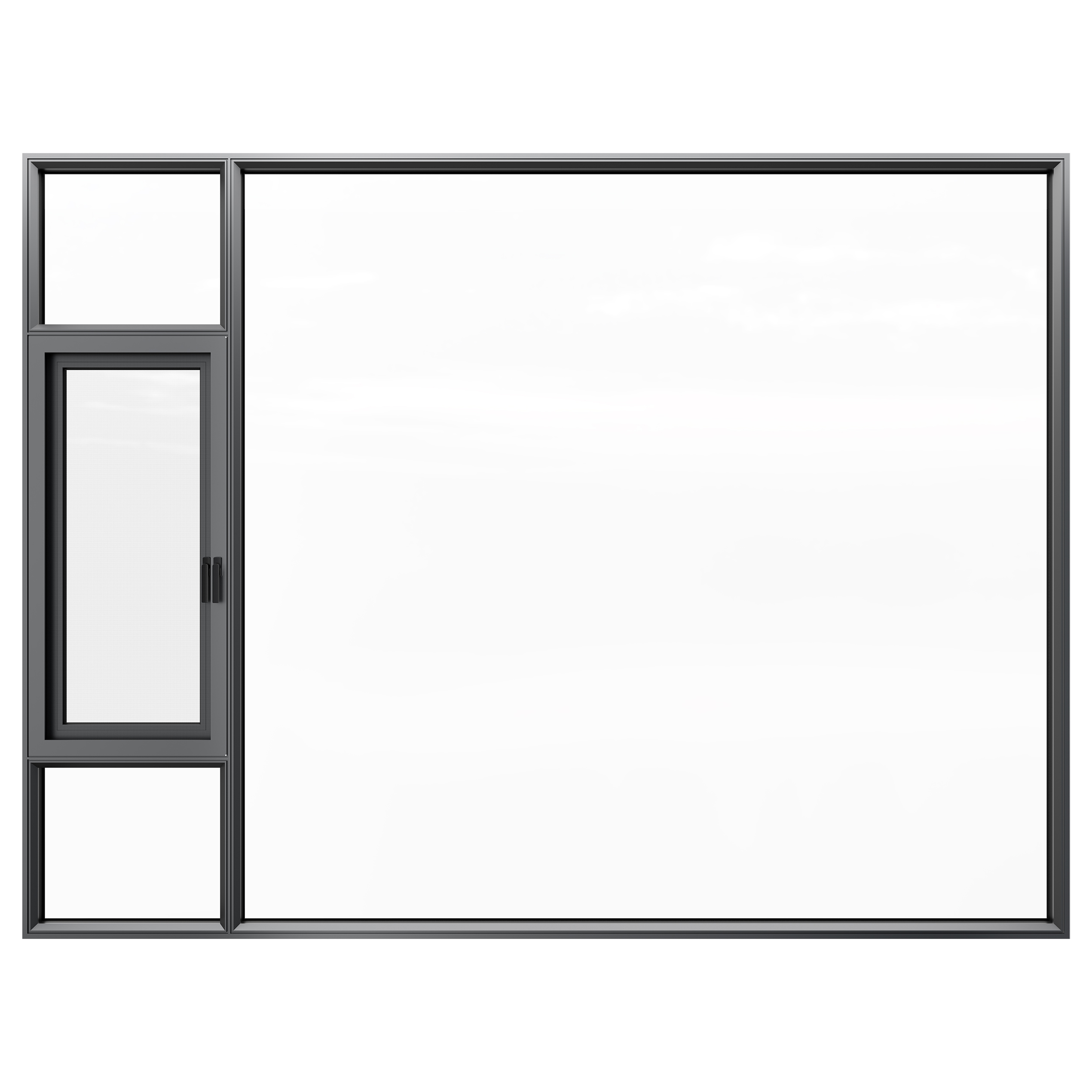 Configuración de ventana abatible de aluminio Nebula cuadrada