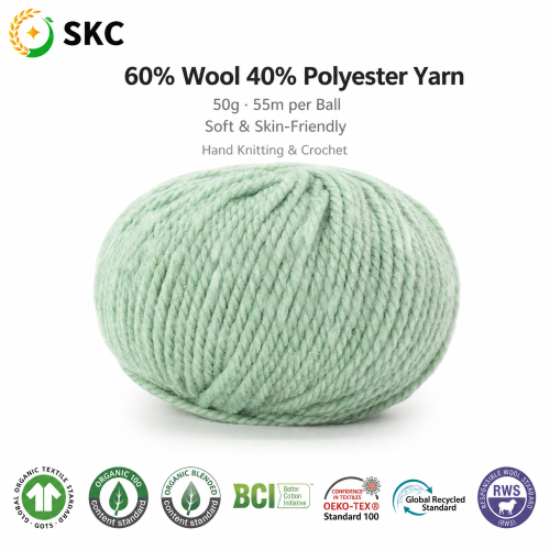 OEM ODM Sıcak Yumuşak Kış Fantezi Boyalı Yüksek Mukavemetli Yün Polyester Karışımı İplik El Örgü ve Tığ İşi için 50g 55m