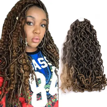 18inch Curly Ombre Red Brown Goddess Faux Locs Crochet Braiding Hair Fluffy Passion Twist Braids Synthetic Hair Extensions