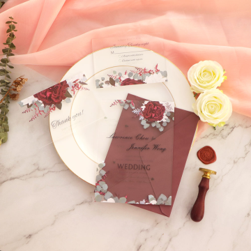 Acrylic Wedding Invitation Greeting Card with Custom Design