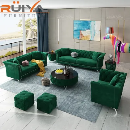 Premium Green Holland Velvet L Shape Corner Sofa