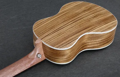 Zebra wood ukulele lettering