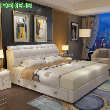 Luxury king size lederen bed met opbergladen voor moderne slaapkamers