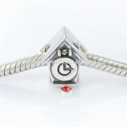 925 Solid Silver Charm Bell Gift charm Rhinestone Pendant Charm