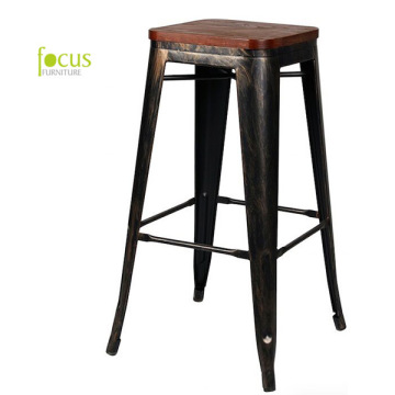 Replica Tolix Marais Metal Restaurant Dining Wooden Bar Stool (FS-14042-3)