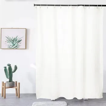 Mould-Proof Waterproof Polyester Shower Curtain with Anti-Bacterial White Satin Stripes