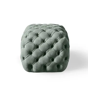 Modern Luxury Fabric Ottoman Pouf - Small Tufted Stool Bench