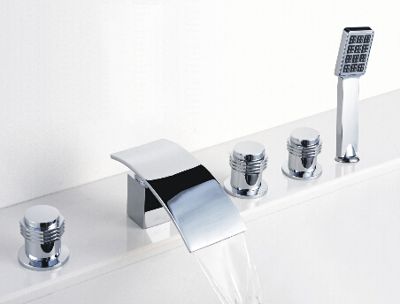 Air terjun Bathtub Basin Mixer Chrome keran 5PCS Set