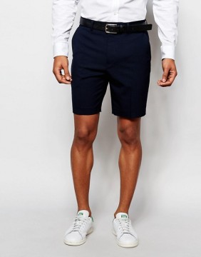 High Quality Latest Custom Slip Pockets Men's Navy Slim Fit 100% Cotton Smooth Woven Fabric Anti Wrinkle Zip Fly Casual Shorts