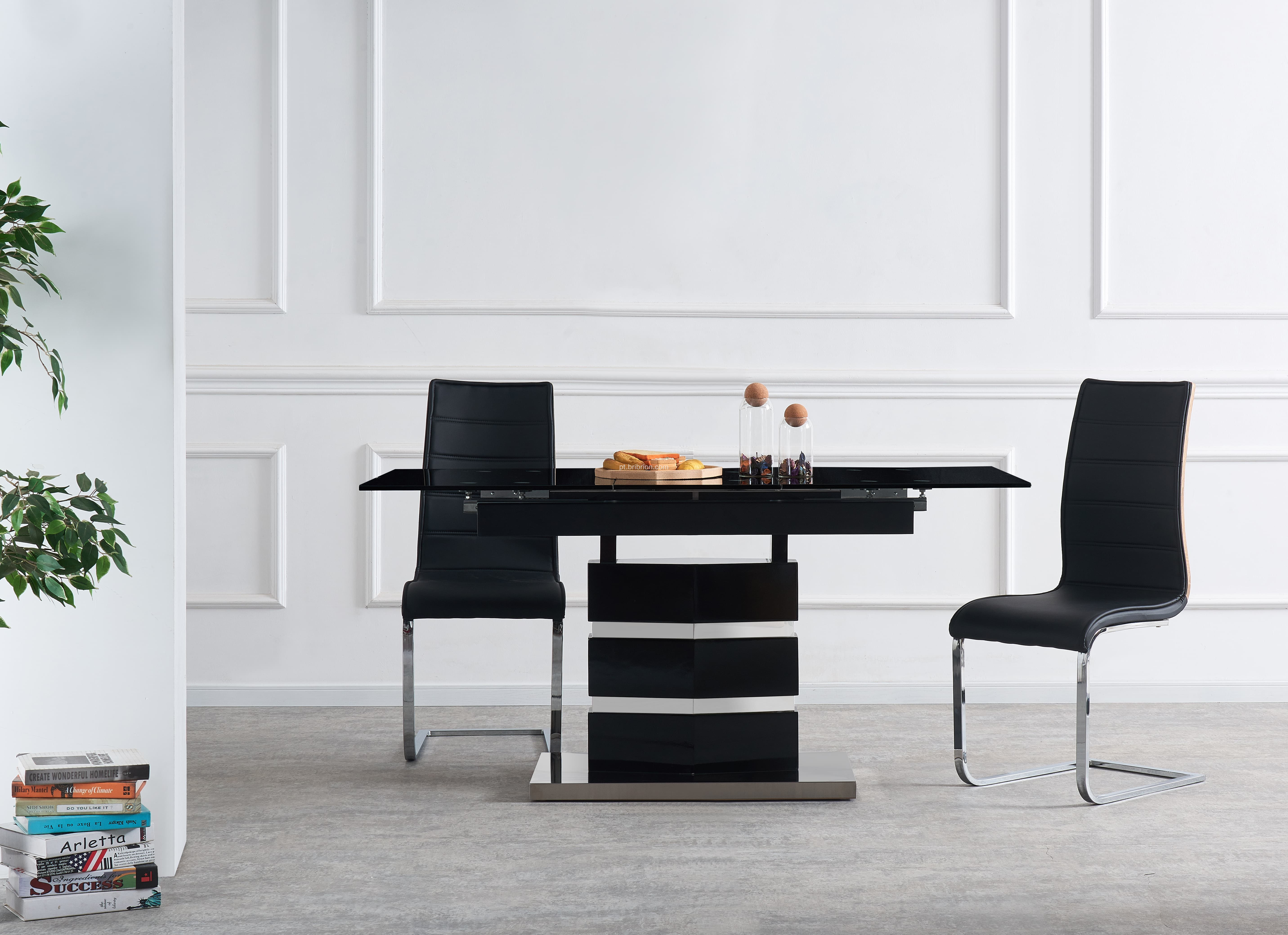 Mesa de jantar preto e elegante de luxo preto