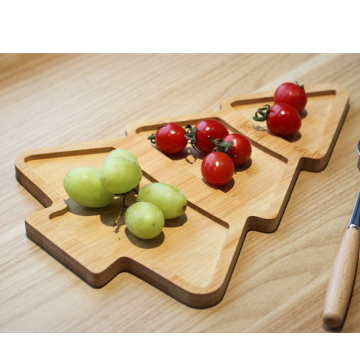 Christmas Gifts: Tree-Shaped Bamboo Plate with Chopping Board Function