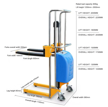 Portable High Quality Mini Semi Electric Stacker Battery Forklift - 400kg Capacity Price
