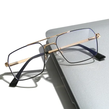 Trending Metal Optical Eyeglasses with Double Bridge - Anti Blue Light Spectacle Frames