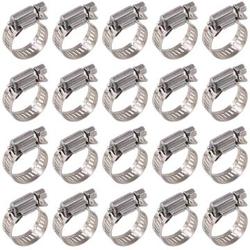 20Pcs 304 Stainless Steel 14 - 70mm Adjustable Range Worm Gear Hose Clamps Assortment Kit, Fuel Line Clamp for Water Pipe, etc