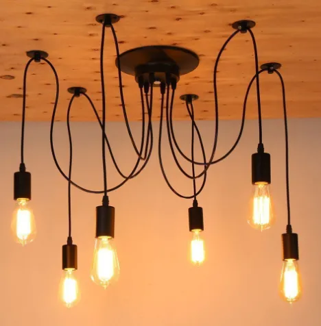 Nordic Spider Industrial Pendant Lamp E27 Loft Retro Vintage Hanging Lamp 150cm