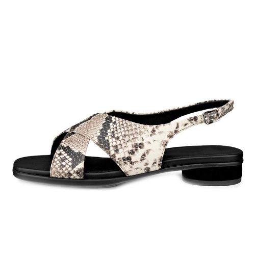 Trendy Women's Snake Print Flat Sandals