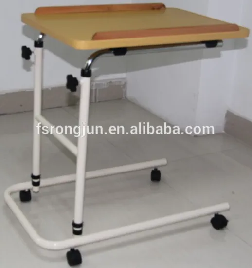 Steel height adjustable over bed table hospital dinning table RJ-T6832