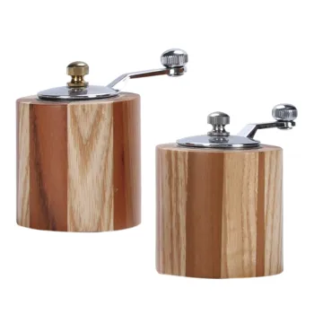 Short wooden salt and pepper grinders