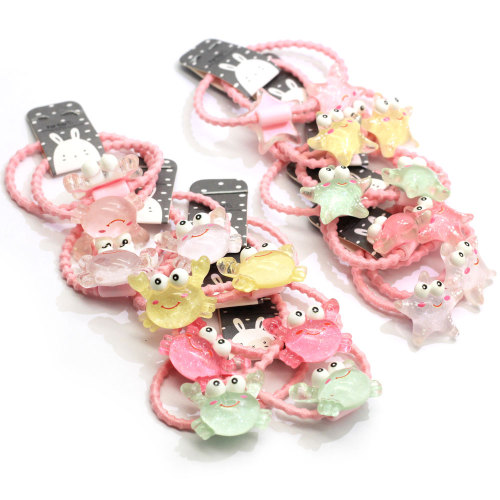 100PCS/Lot Baby Girls Candy Color Rubber Bands Children Elastic Hair Bands Ponytail Holder Cartoon Star Crab Hair Accessories