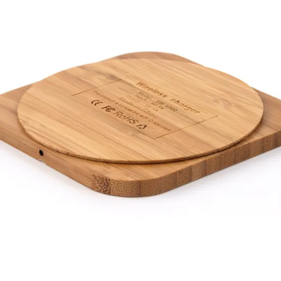 2020 Fast Charge Qi Wood Bamboo Wireless Charger for iPhone 8/8 Plus, X & Notes - Desktop Charging Pad