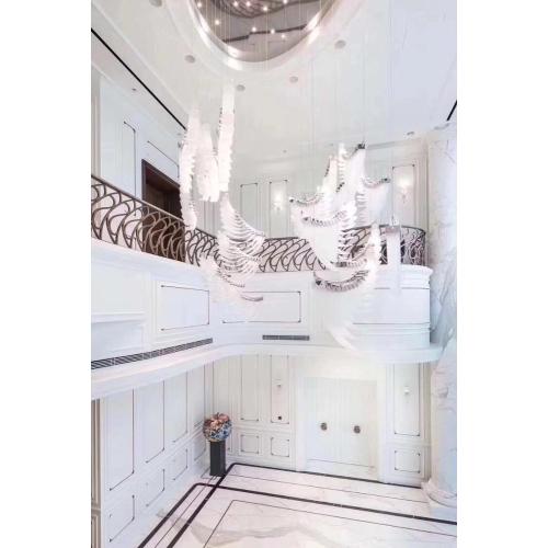 Luxury glass white wing pendant light chandelier