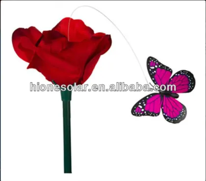 Solar fluttering butterfly with flower