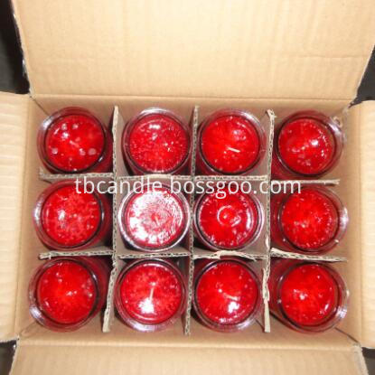 red religious glass candle 