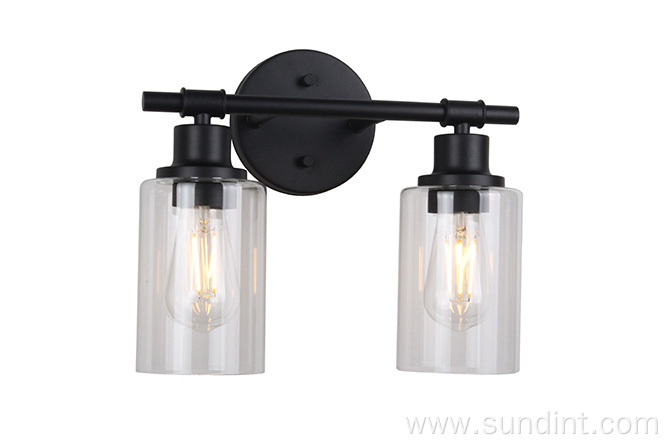 Fashionable Black 2-light Glass Indoor Vanity Light