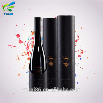 Eco friendly custom logo cylinder cardboard wine box with tinplate lid
