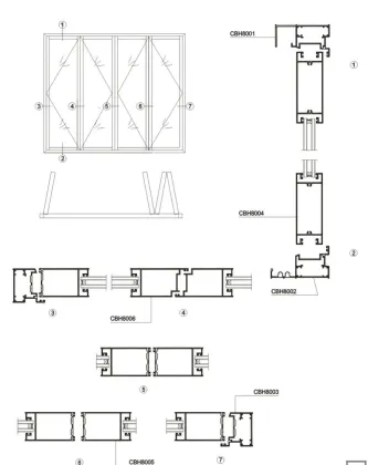 Aluminium profiles 80mm folding doors