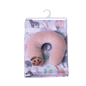Soft Baby Blanket and U-Neck Pillow Travel Set
