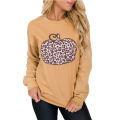 Halloween Leopard Print Pumpkin Graphic Sweatshirts