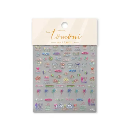 Qianya Tiktok Tomoni Beach 5D Adhesive Nail Art Stickers