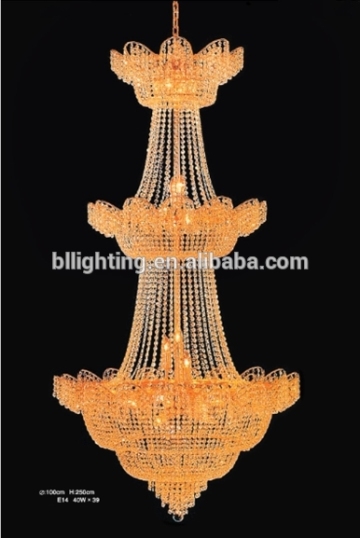 Traditional fancy gold long chandeliers crystal