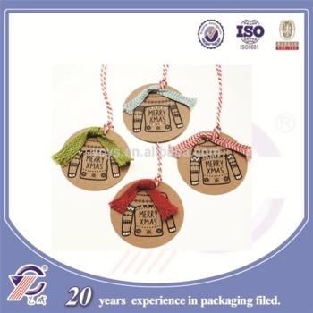 Christmas adorable kraft paper hang tags rang, round clothing paper hang tags with string