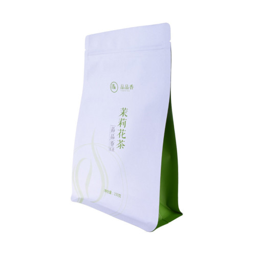 Bolsa de paquete de té de fondo plano reciclable con cierre de cremallera