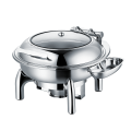 Runder Chafing Dish aus Edelstahl mit Glasfensterdeckel