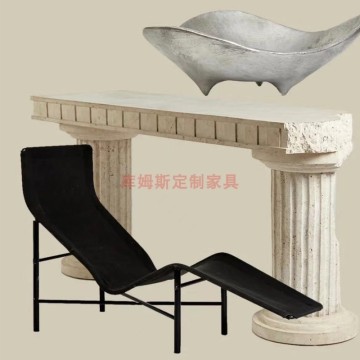 Living Room Natural Marble Pillar Console Table