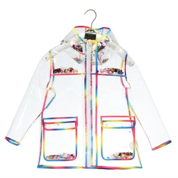 Rainbow Fashion Women's Waterproof Reusable Raincoat - Clear and Transparent