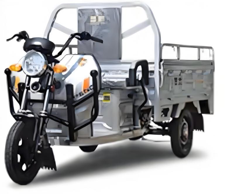 Silver passenger and cargo tricycle