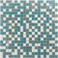 Gạch mosaic thủy tinh màu xanh lam hỗn hợp màu trắng