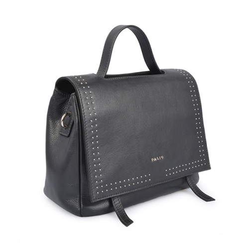 Borsa tote Whitney grande in pelle con borchie convertibile nera