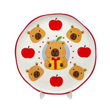 Plato de cerámica para servir carpincho navideño