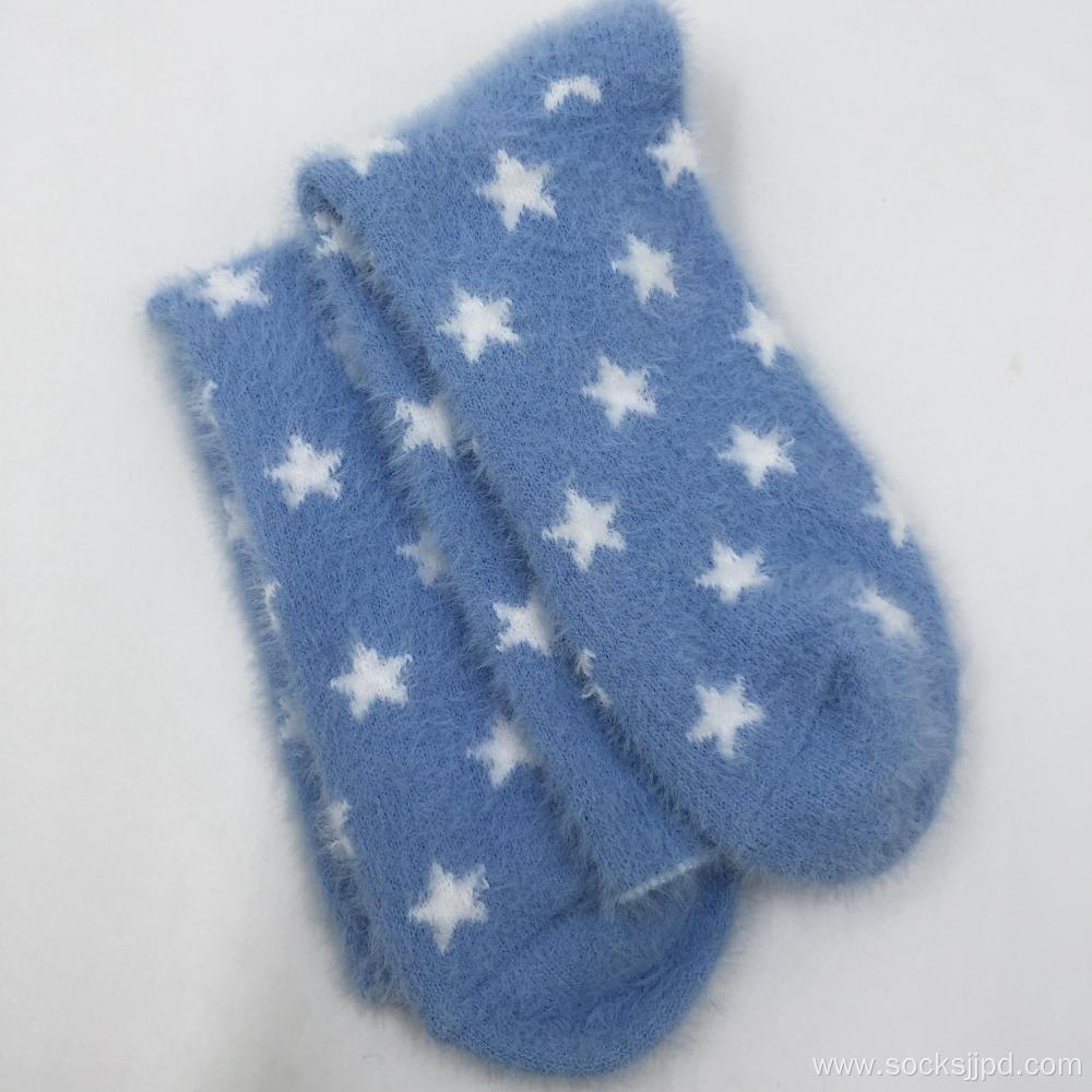 super soft White star blue cosy socks