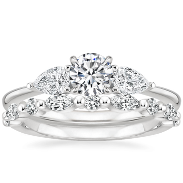 Lab Grown Round Trillion Bridal Set FLORAL JEWELRY