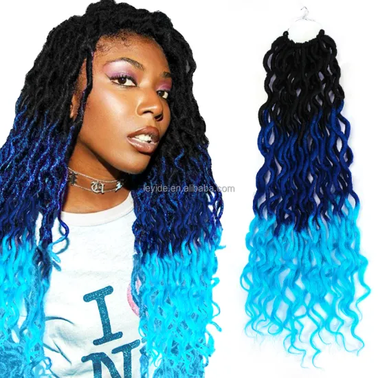AliLeader 18" Wavy Faux Locs Braids Ombre Faux Locs Crochet Hair with Curly Ends Goddess Crochet Synthetic Braiding Extensions