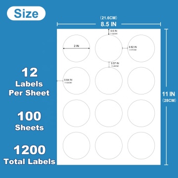 2'' 12 labels circle sticker sheets for printer